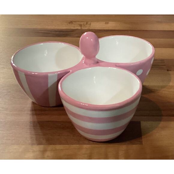 Pampered Chef Pink Bowl Trio Help Whip Breast Cancer 3-Part Candy Condiment Dish - Picture 5 of 8